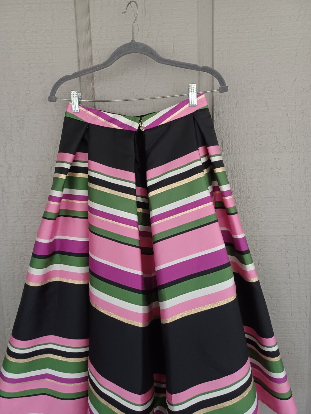 Kate Spade Metallic Festive Multi Stripe Skirt Size 2 Preppy High Waist Defect - Picture 13 of 16